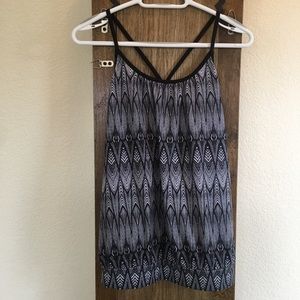 Prana Andie Tank Black and White Feather Print-M